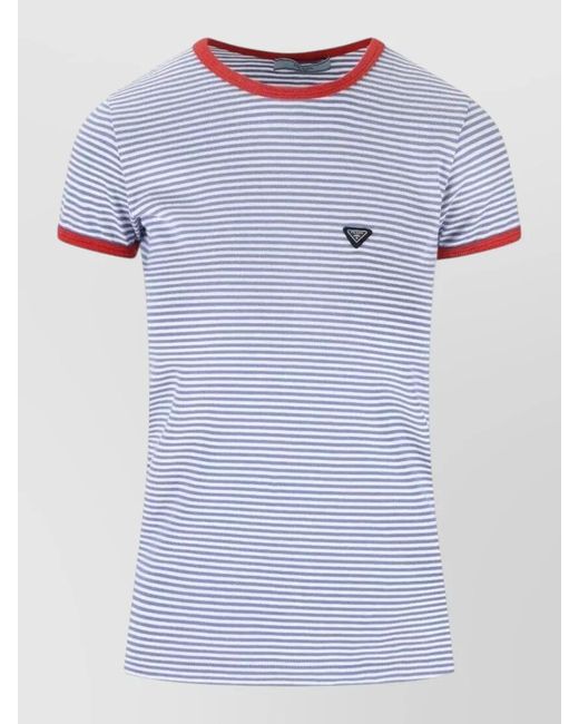 Prada Blue Striped Cotton T-Shirt