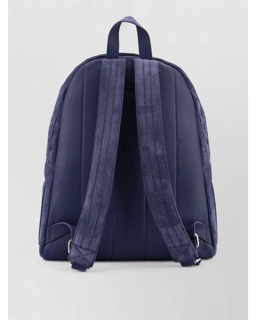 Orciani Blue Suede Backpack Woven Texture Leather Handle for men