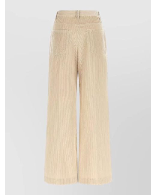Brunello Cucinelli Natural Wide Leg High Waist Corduroy Pants