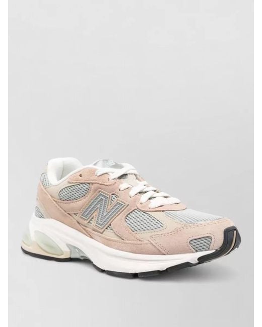 New Balance White Low Top Sneakers Round Toe Mesh Panels for men