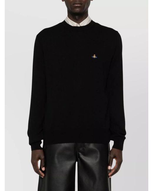 Vivienne Westwood Black Cashmere Blend Fine Knit Crew Neck Jumper for men