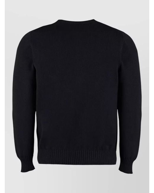 Drumohr Black Cotton Crew Neck Knit Regular Fit for men