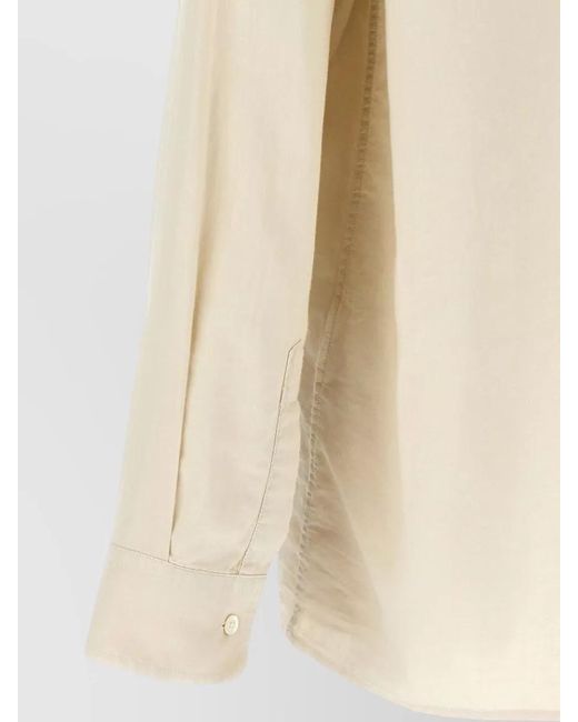 Cellar Door Natural Paul Shirt Button Down Collar Chest Pockets for men