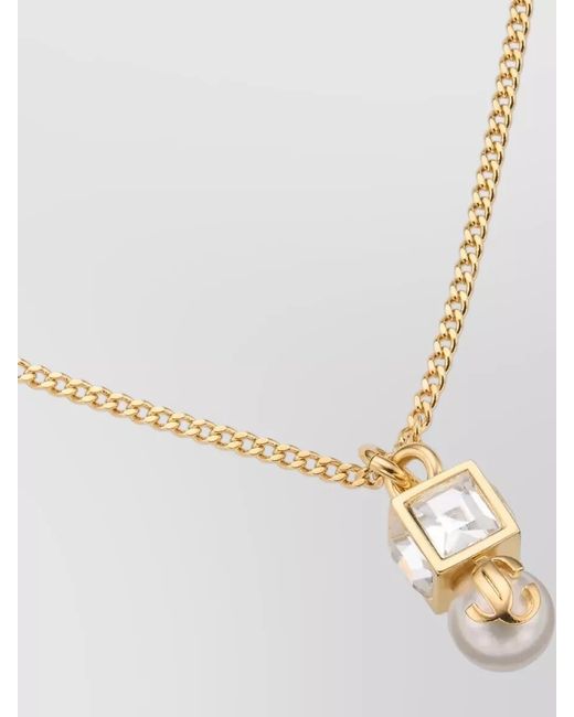 Jimmy Choo White Metal Pendant Necklace