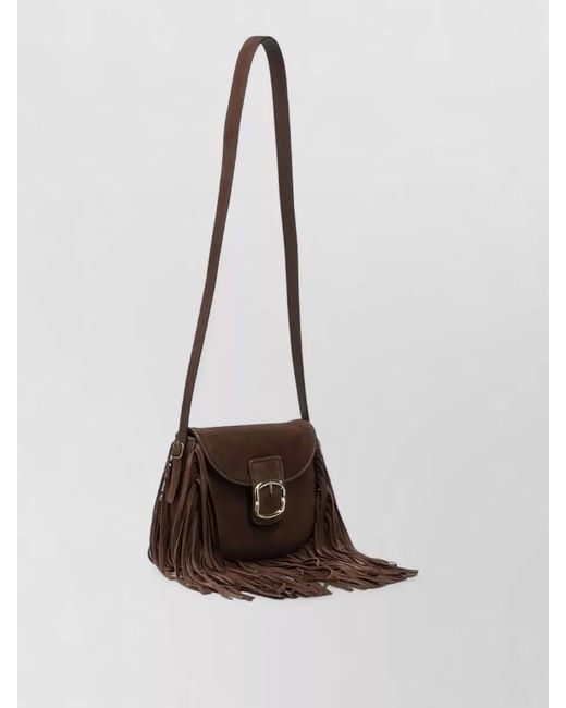 Santoni Brown Calf Leather Small Crossbody Bag