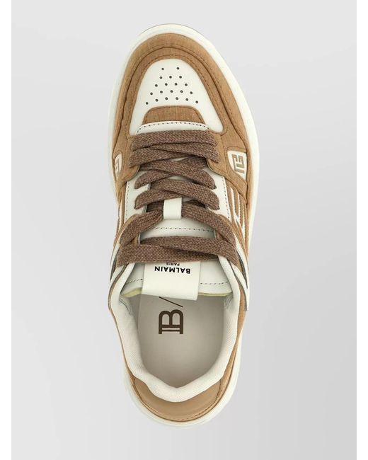 Balmain Metallic Polyester B-Court Low-Top Sneakers