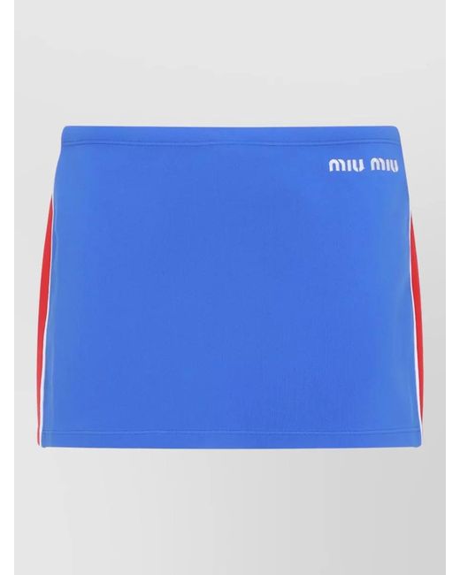 Miu Miu Blue Stretch Nylon Mini Skirt