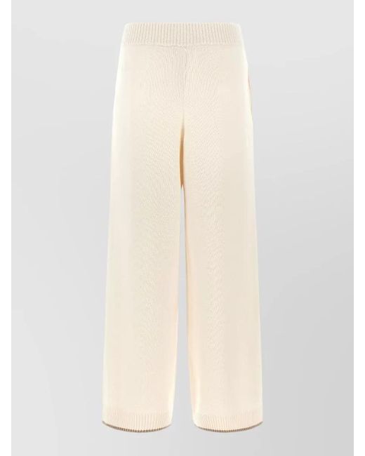 Brunello Cucinelli Natural Cashmere High-Rise Wide-Leg Knit Pants