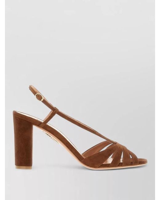 Aquazzura Brown Aimee Sandals Sling Back Block Heel