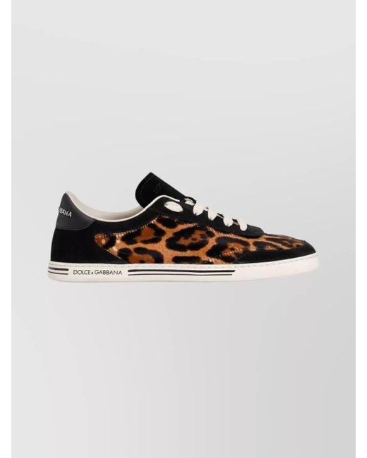 Dolce & Gabbana Multicolor Leopard-Print Calf Hair Leather Lace-Up Sneakers