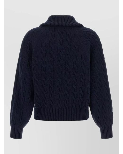 Polo Ralph Lauren Blue Cashmere Wool Cable-Knit Cardigan