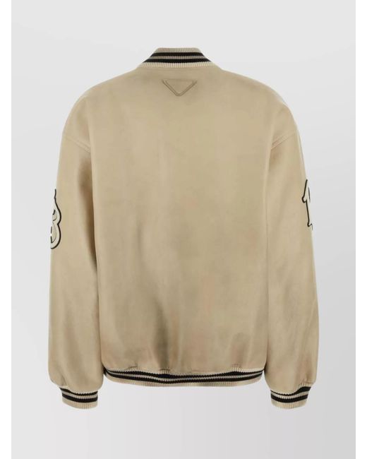 Prada Natural Leather Bomber Jacket