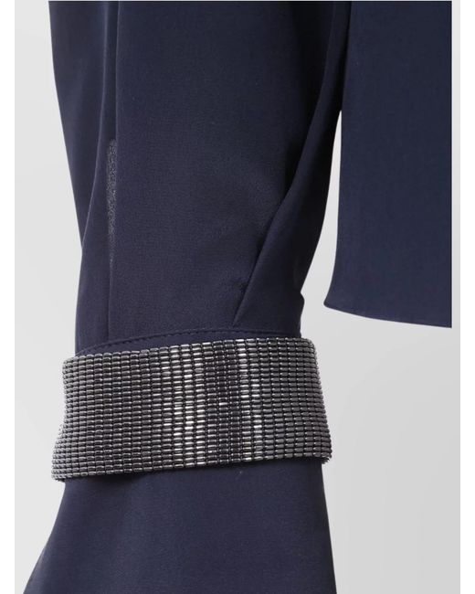 Brunello Cucinelli Blue Silk Turtleneck Blouse