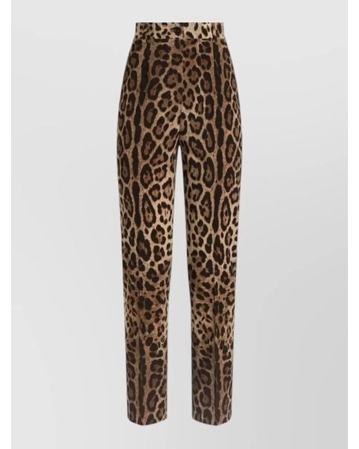 Dolce & Gabbana Multicolor High Waist Slim Fit Animal Print Pants
