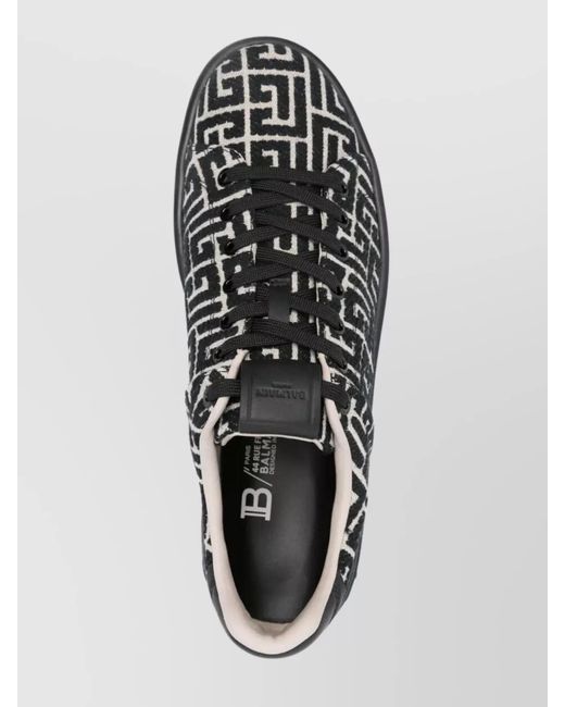 Balmain Black Jacquard Low-Top Sneakers for men