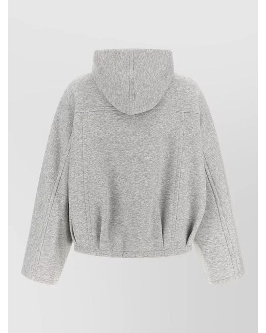 Brunello Cucinelli Gray Hooded Cropped Knit Jacket Relaxed Fit