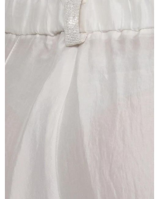 Fabiana Filippi White Straight Leg Viscose Trousers Pleated Front