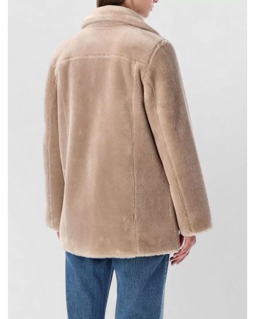 Urbancode Natural Reversible Faux Fur Coat Tailored Lapels