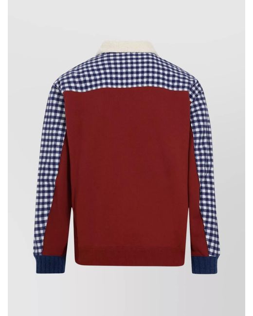 Undercover Blue Checked Wool Shearling Collar Bomber Jacket for men