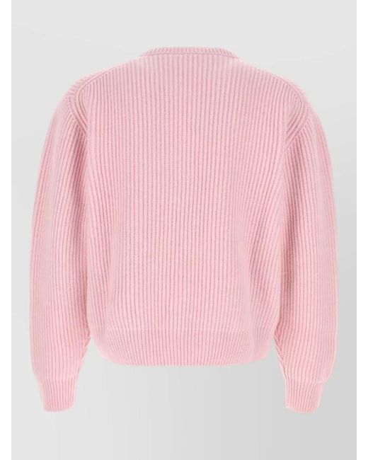 Jil Sander Pink Wool Sweater Crew Neck Dropped Shoulders for men