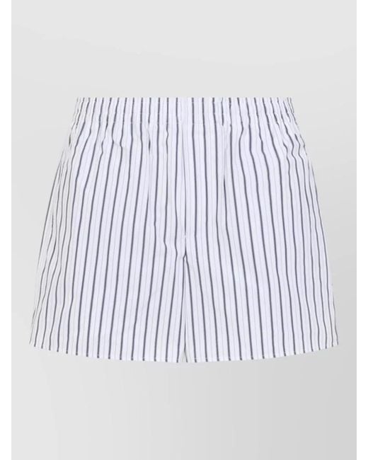 AMI White Elasticated Shorts Vertical Stripes Pockets for men