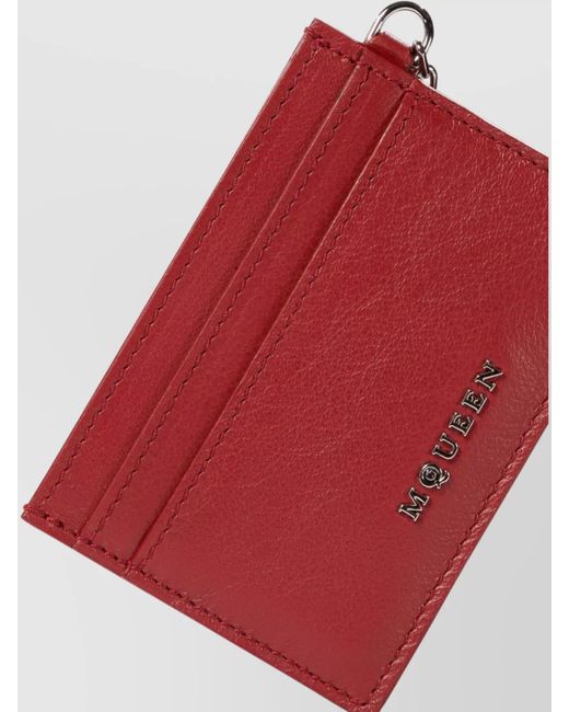 McQueen Red Leather Sling Card Holder