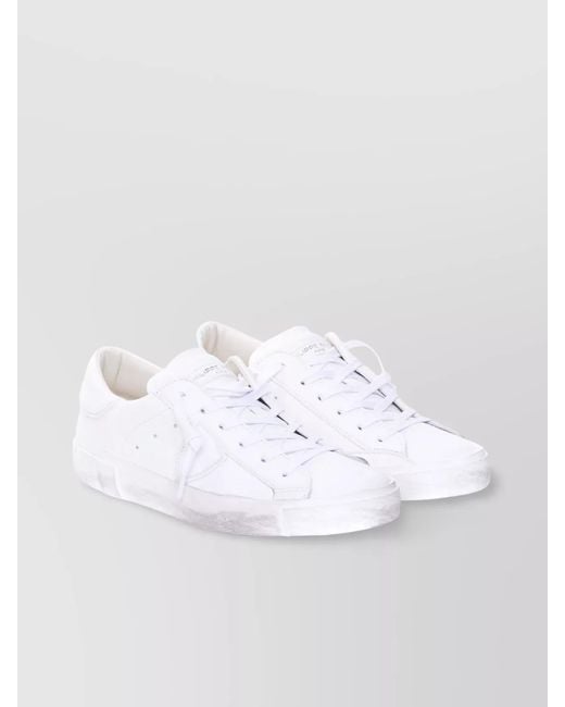 Philippe Model White Low Top Leather Sneakers