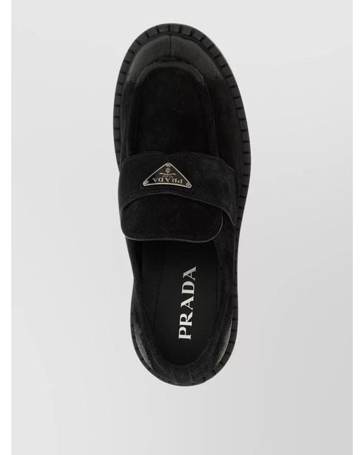 Prada Black Suede Derby Shoes Sculptural Sole Design for men