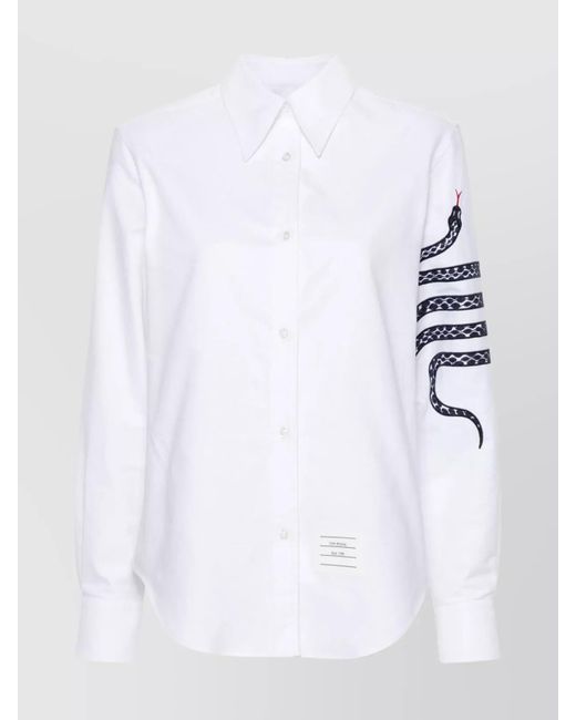 Thom Browne White Snake 4-Bar Cotton Shirt