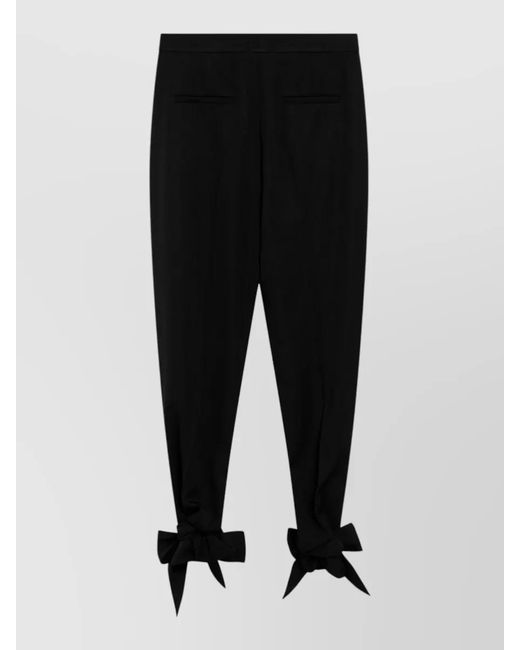 Chloé Black Pleated Front Pants Bow Detail Pockets