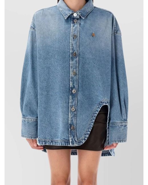 The Attico Blue Oversized Denim Shirt Jacket Diana