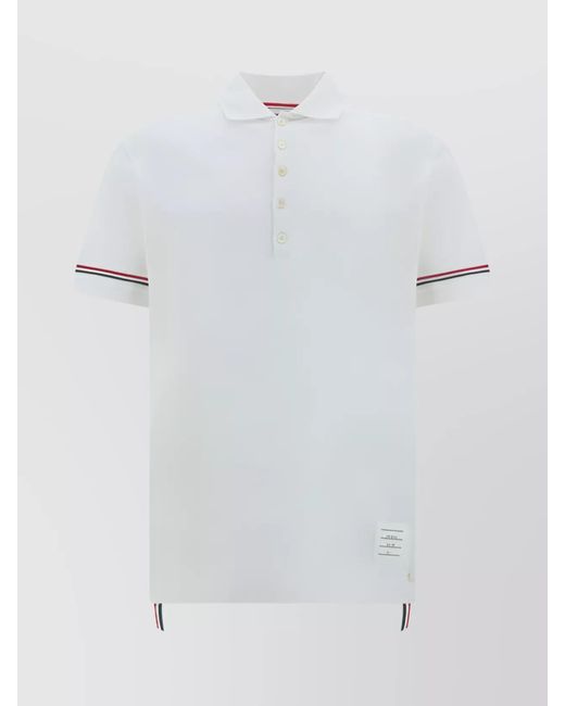 Thom Browne White Piqué Polo Shirt for men