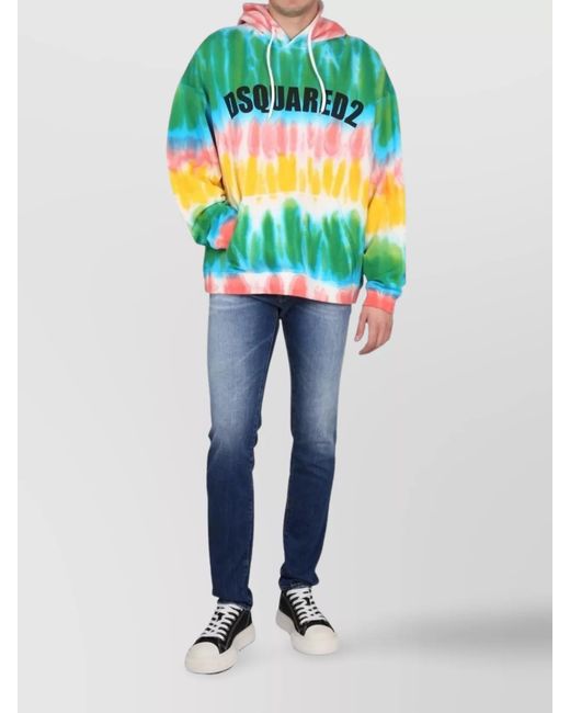 DSquared² Multicolor Tie-Dye Logo Cotton Hoodie for men