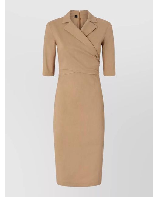 Pinko Natural Wrap Midi Dress V Neckline Waist Tie