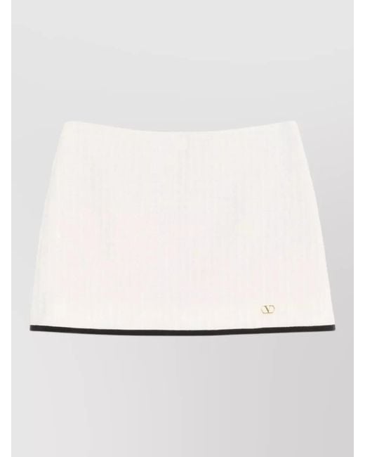 Valentino Natural Tweed Cotton Skirt Pants Contrast Trim