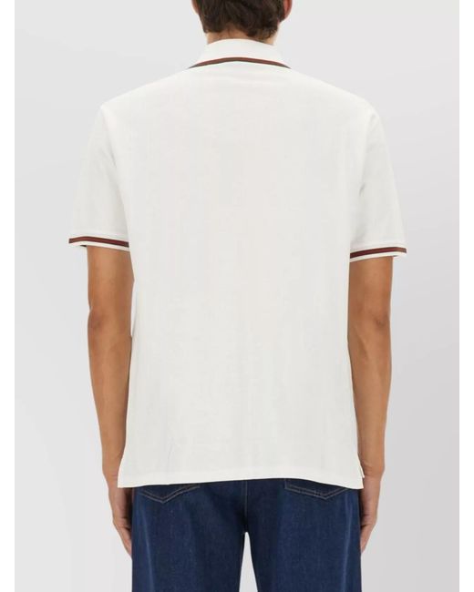 Gucci White Embroidered Polo Shirt for men