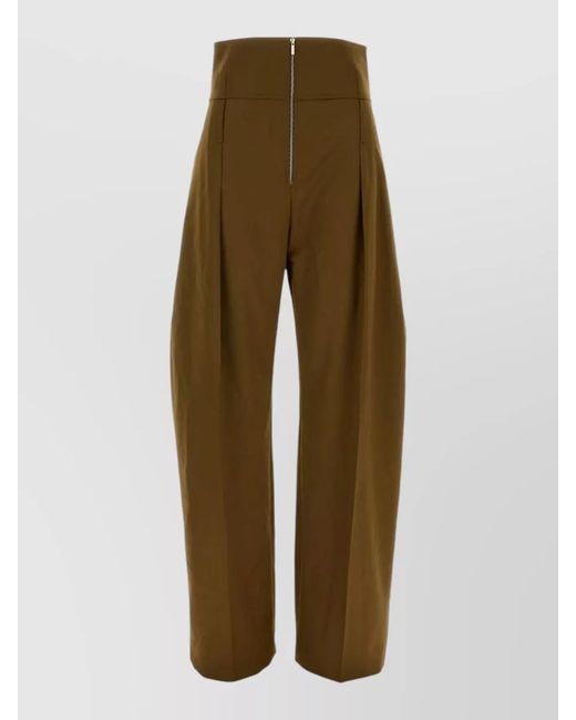 Ferragamo Green Cashmere Blend Wide Leg Trousers