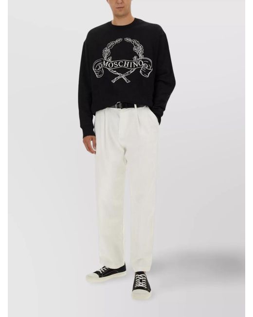 Moschino Black Cotton Logo Embroidered Sweatshirt for men