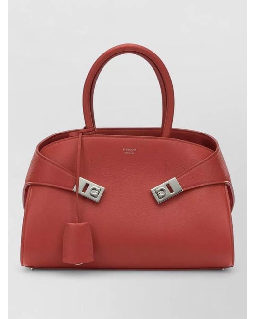 Ferragamo Tote Bag Structured Shape Top Handles Strap