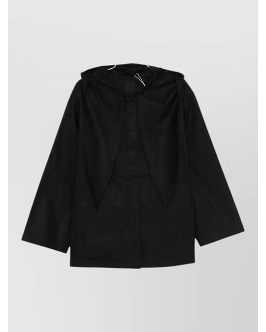 Totême Black Cotton Hooded Blouson Jacket Short Sleeves