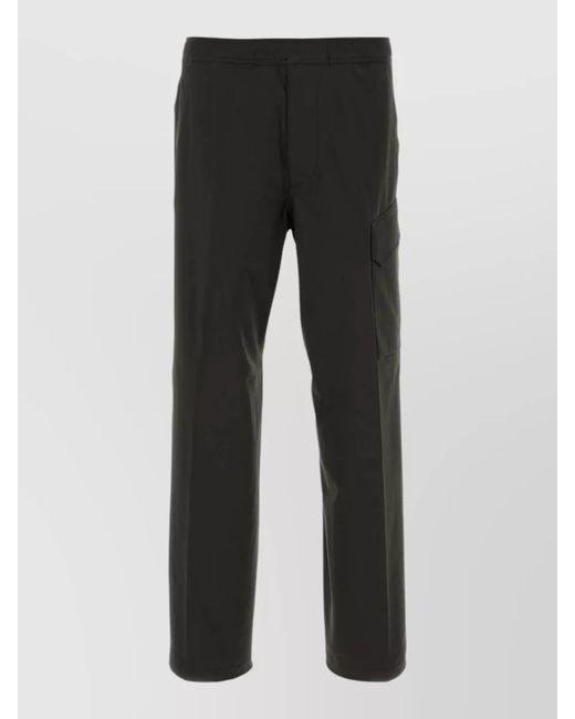 Stone Island Black Stretch Nylon Trousers Straight Leg Pockets for men