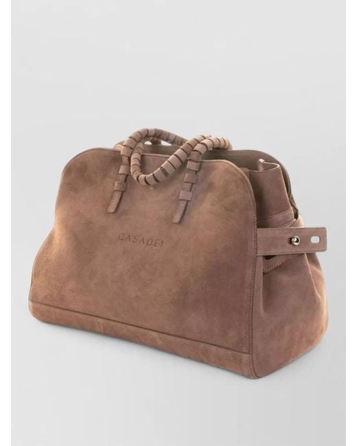 Casadei Brown Park Avenue Leather Shoulder Tote Bag