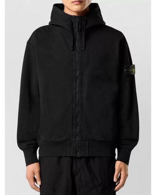 Stone Island Black Hooded Jacket Double Layer Hood for men