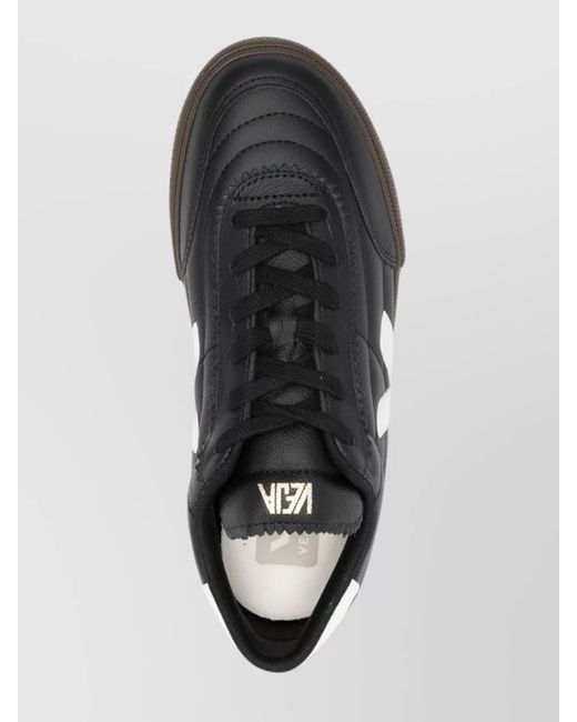 Veja Black Low-Top Rubber Sole Sneakers With Contrast Tab for men