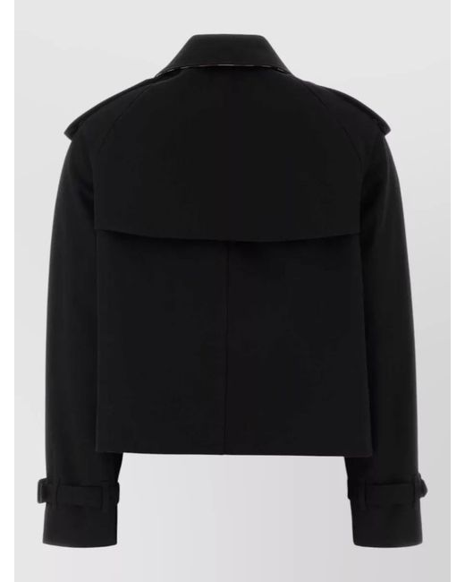 Burberry Black Myfair Cotton Trench Coat Belted Epaulettes