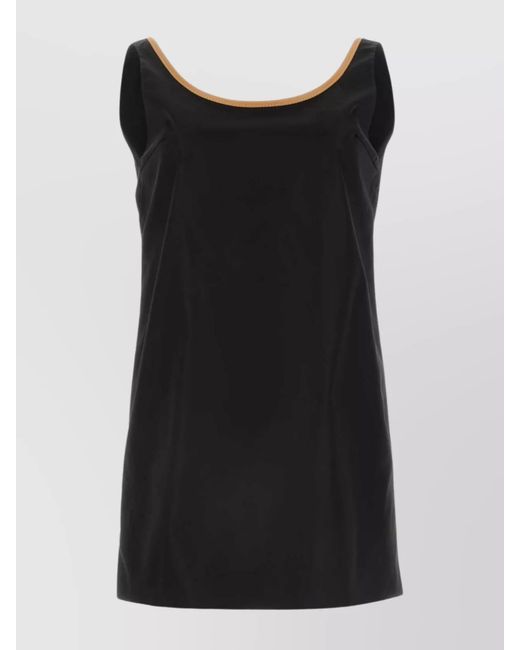 Prada Black Cotton A-Line Scoop-Neck Mini Dress
