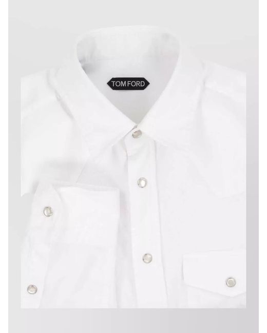 Tom Ford White Shirt Regular Fit Collar Lightweight Fabric Long Sleeves for men