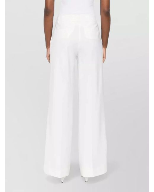 P.A.R.O.S.H. White Pants Wide Leg Belt Loops Pockets