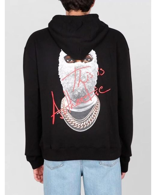 Ih Nom Uh Nit Black Printed Cotton Hoodie for men