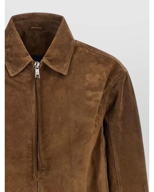 Giorgio Brato Brown Suede Jacket Buttoned Cuffs Elasticated Hem Collar for men